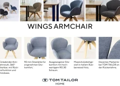 TOM TAILOR HOME Armlehnstuhl »WINGS ARMCHAIR« (Set) 2 Stk.mit Armlehnen, drehbar, Rückholfunktion, Massivholzgestell