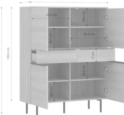 TOM TAILOR HOME Hochkommode Highboard, Breite 110 cm,4 Türen,2 Schubladen, viel Stauraum