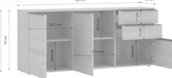TOM TAILOR HOME Kommode Lowboard, Breite 165 cm,3 Türen,2 Schubladen, viel Stauraum