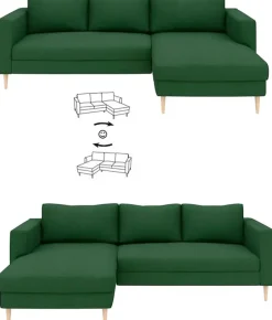 TRENDMANUFAKTUR Ecksofa »Amazing, wahlw. mit Schlaffunktion & Bettkasten, Fuß Buche lackiert« Recamiere beidseitig montierbar, L-Form,in Cord o. Struktur, B: 232 cm
