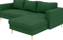 TRENDMANUFAKTUR Ecksofa »Amazing, wahlw. mit Schlaffunktion & Bettkasten, Fuß Buche lackiert« Recamiere beidseitig montierbar, L-Form,in Cord o. Struktur, B: 232 cm