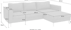TRENDMANUFAKTUR Ecksofa »Amazing, wahlw. mit Schlaffunktion & Bettkasten, Fuß Buche lackiert« Recamiere beidseitig montierbar, L-Form,in Cord o. Struktur, B: 232 cm