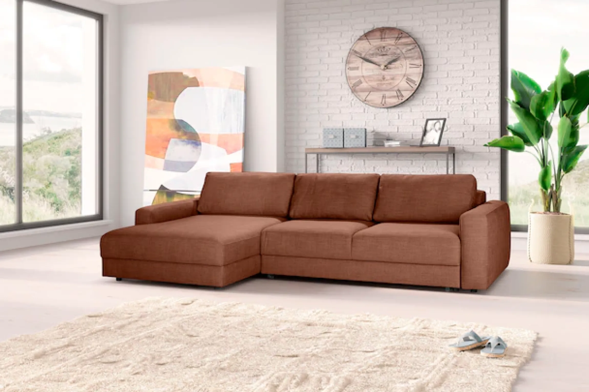 TRENDMANUFAKTUR Ecksofa »Bourbon II, mit extratiefer Sitzfläche und extrabreiter Recamiere« elegant und zeitlos, mit hohem Sitzkomfort, L-Form