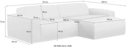 TRENDMANUFAKTUR Ecksofa »Braga, mit hochwertigem Kaltschaum, L-Form , in Cord erhältlich« modernes Sofa, Couch mit hohem Sitzkomfort, 255/72/160 cm (B/H/T)
