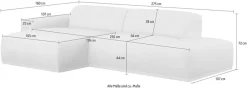 TRENDMANUFAKTUR Ecksofa »Braga, mit hochwertigem Kaltschaum, L-Form, in Cord erhältlich« modernes Sofa, Couch mit hohem Sitzkomfort, 275/72/160 cm (B/H/T)