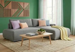 TRENDMANUFAKTUR Ecksofa »Fordon II, Schlafsofa mit Bettkasten, Couch in L-Form, Breite 250 cm« in Struktur LUMOS, 3D-Effekt, anthrazit, Armlehne rechts