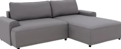 TRENDMANUFAKTUR Ecksofa »Fordon, Schlafsofa mit Bettkasten, Couch in L-Form, Breite 250 cm« in Struktur LUMOS, 3D-Effekt, anthrazit, Recamiere links