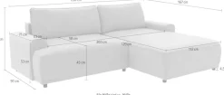 TRENDMANUFAKTUR Ecksofa »Fordon, Schlafsofa mit Bettkasten, Couch in L-Form, Breite 250 cm« in Struktur LUMOS, 3D-Effekt, anthrazit, Recamiere links