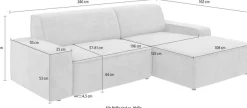 TRENDMANUFAKTUR Ecksofa »Graz, wahlweise mit Sitzvorschub und Bettkasten, L-Form, Breite 246 cm« in Cord-, haustierfreundlichem LEO Struktur- oder LUMOS-3D-Bezug