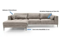 TRENDMANUFAKTUR Ecksofa »Luzi, wahlweise mit Schlaffunktion & Bettkasten. , L-Form« Designsofa mit tollem Sitzkomfort, Metallfüße schwarz, Breite 280 cm