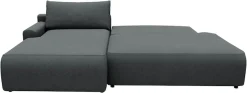 TRENDMANUFAKTUR Ecksofa »Prag, Schlafsofa mit Bettkasten, Couch in L-Form, Breite 253 cm« in feinem Strukturstoff, anthrazit, Recamiere links