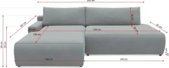 TRENDMANUFAKTUR Ecksofa »Prag, Schlafsofa mit Bettkasten, Couch in L-Form, Breite 253 cm« in feinem Strukturstoff, anthrazit, Recamiere links