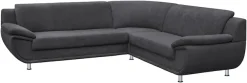 TRENDMANUFAKTUR Ecksofa »Rondo wahlweise mit Schlaffunktion, bequeme Armlehnen« L-Form, wahlw.mit Federkern, Füße chromfarben, Unser Dauertiefpreis