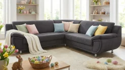 TRENDMANUFAKTUR Ecksofa »Rondo wahlweise mit Schlaffunktion, bequeme Armlehnen« L-Form, wahlw.mit Federkern, Füße chromfarben, Unser Dauertiefpreis