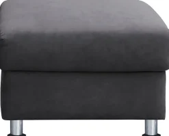 TRENDMANUFAKTUR Hocker »Rondo, Polsterhocker zur Serie, Breite 67 cm, Füße chromfarben« Fußhocker wahlweise mit Federkern, in verschiedenen Bezügen bestellbar