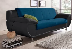 TRENDMANUFAKTUR 3-Sitzer »Rondo 3, zeitlos und modern, bequem, Materialmix, Breite 207cm« wahlweise mit Federkern, extrabreite Armlehnen zum Relaxen