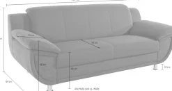 TRENDMANUFAKTUR 3-Sitzer »Rondo 3, zeitlos und modern, bequem, Materialmix, Breite 207cm« wahlweise mit Federkern, extrabreite Armlehnen zum Relaxen