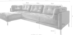 Trends by HG Ecksofa »Landau L-Form« in Cord-Stoff mit Metallfuß