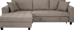 Trends by HG Ecksofa »Moritz L-Form, B: 265 cm« mit Schlaffunktion, Bettkasten & Zierkissen