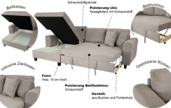 Trends by HG Ecksofa »Moritz L-Form, B: 265 cm« mit Schlaffunktion, Bettkasten & Zierkissen