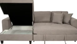 Trends by HG Ecksofa »Moritz L-Form, B: 265 cm« mit Schlaffunktion, Bettkasten & Zierkissen
