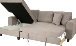 Trends by HG Ecksofa »Moritz L-Form, B: 265 cm« mit Schlaffunktion, Bettkasten & Zierkissen