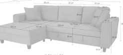Trends by HG Ecksofa »Moritz L-Form, B: 265 cm« mit Schlaffunktion, Bettkasten & Zierkissen