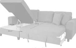 Trends by HG Ecksofa »Moritz L-Form, B: 265 cm« mit Schlaffunktion, Bettkasten & Zierkissen