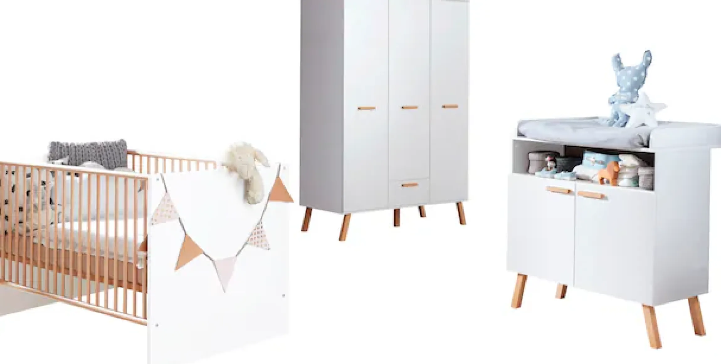 trendteam Babymöbel-Set »Mats« Set, Bett, Wickelkommode, Schrank, 3 tlg.