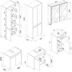 VCM Badmöbel-Set »4-tlg. Badmöbel Set Komplett Badschrank CosilaXL« 4 Stk. tlg.