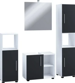 VCM Badmöbel-Set »4-tlg. Badmöbel Set Komplett Badschrank Flandu Ill« 4 Stk. tlg.