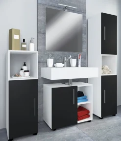 VCM Badmöbel-Set »4-tlg. Badmöbel Set Komplett Badschrank Flandu Ill« 4 Stk. tlg.