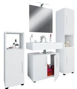 VCM Badmöbel-Set »4-tlg. Badmöbel Set Komplett Badschrank Flandu II« 4 Stk. tlg.