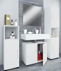 VCM Badmöbel-Set »4-tlg. Badmöbel Set Komplett Badschrank Flandu II« 4 Stk. tlg.