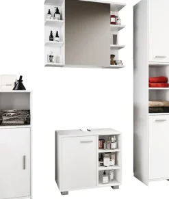 VCM Badmöbel-Set »4-tlg. Komplett Badmöbel Badschrank Set Zalo I« 4 Stk. tlg.
