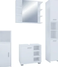VCM Badmöbel-Set »4-tlg. Komplett Badmöbel Badschrank Set Zalo I« 4 Stk. tlg.