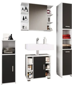 VCM Badmöbel-Set »4-tlg. Komplett Badmöbel Badschrank Set Zalo ll« 4 Stk. tlg.
