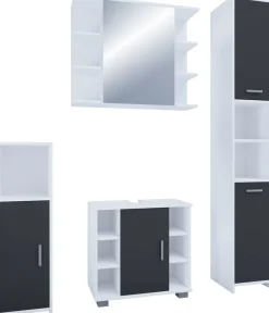 VCM Badmöbel-Set »4-tlg. Komplett Badmöbel Badschrank Set Zalo ll« 4 Stk. tlg.