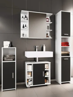 VCM Badmöbel-Set »4-tlg. Komplett Badmöbel Badschrank Set Zalo ll« 4 Stk. tlg.