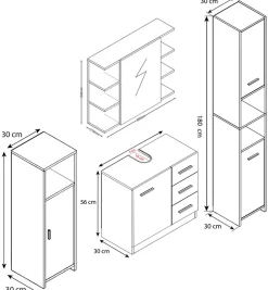 VCM Badmöbel-Set »4-tlg. Komplettset Badmöbel Set Zalo ll« 4 Stk. tlg.