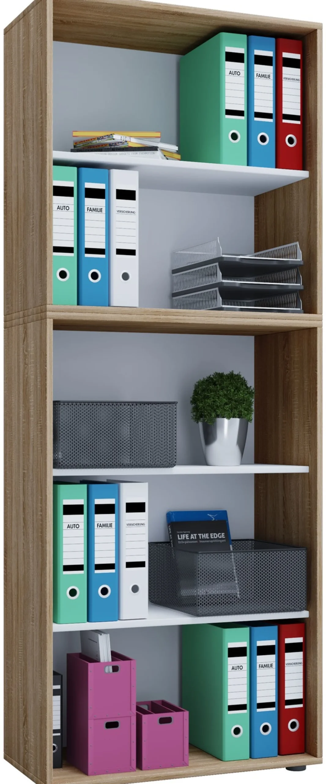 VCM Bücherregal »Holz Büro Regal Bücher Ordner Aktenregal Lona 5f« 1 Stk. tlg.