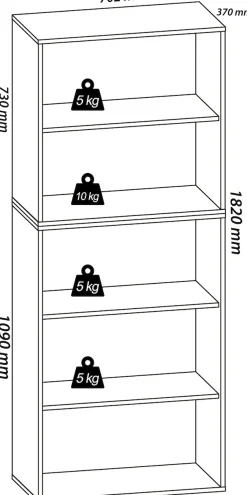 VCM Bücherregal »Holz Büro Regal Bücher Ordner Aktenregal Lona 5f« 1 Stk. tlg.