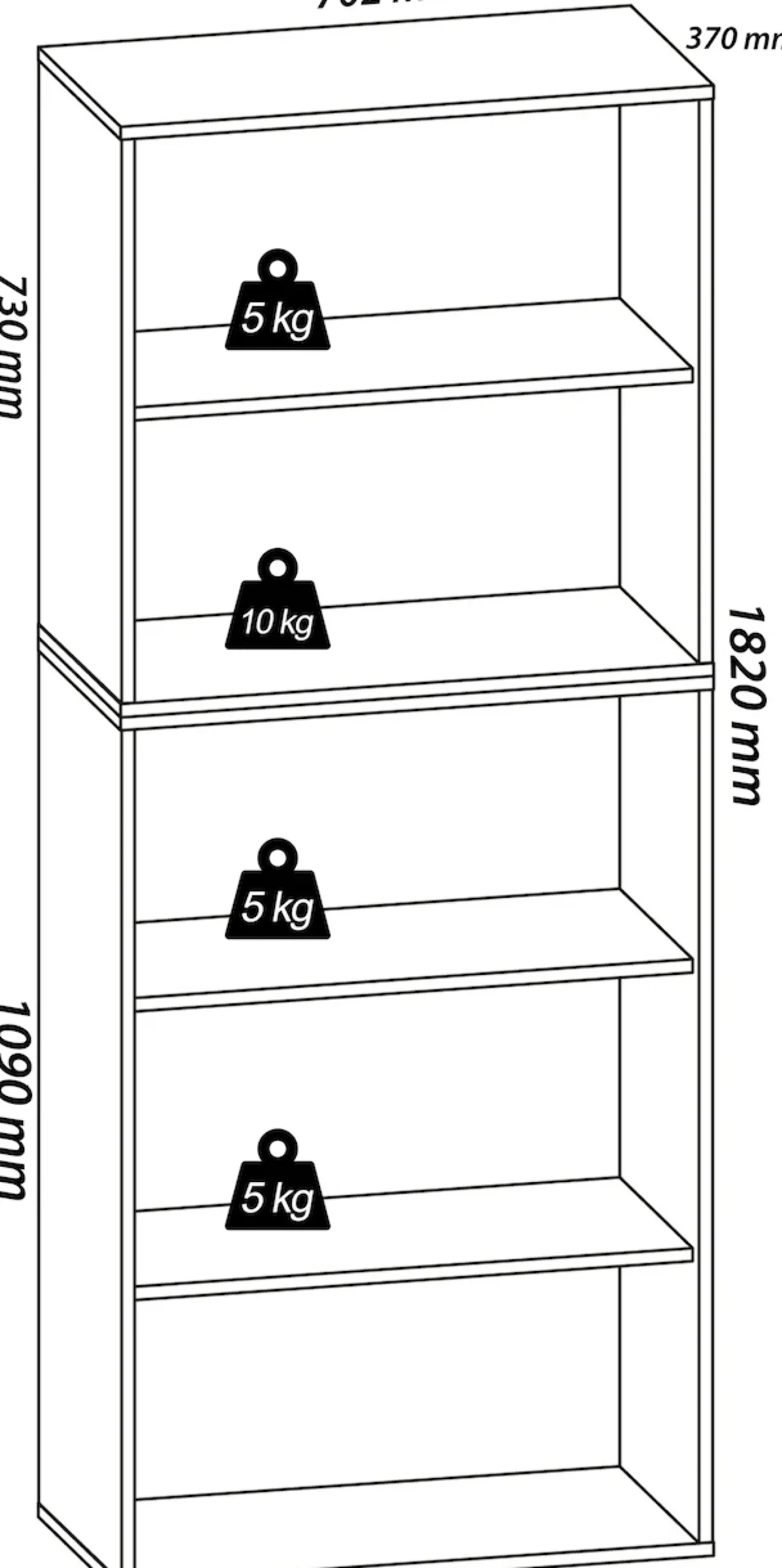 VCM Bücherregal »Holz Büro Regal Bücher Ordner Aktenregal Lona 5f« 1 Stk. tlg.