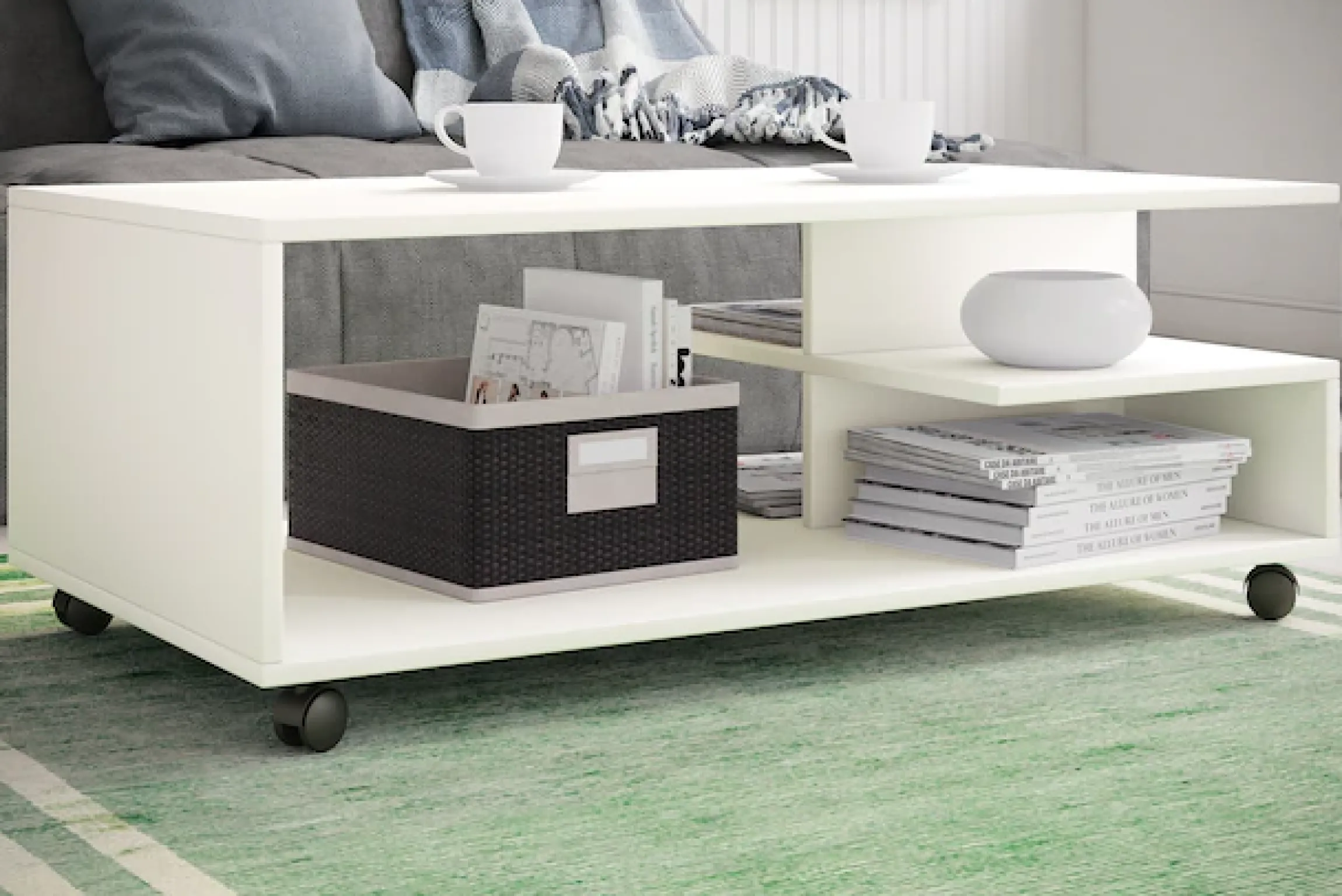 VCM Couchtisch »Holz Sofatisch Couchtisch Rollen rollbar Stango XL« 1 Stk. tlg.