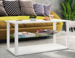 VCM Couchtisch »Holz Sofatisch Couchtisch Glas Tisch Wanilo L« 1 Stk. tlg.
