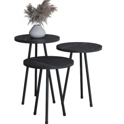 VCM Couchtisch »3 tlg. Holz Beistelltisch Couchtisch Mamor Mirola« 3 Stk. tlg.