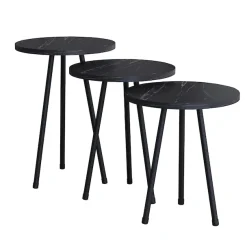 VCM Couchtisch »3 tlg. Holz Beistelltisch Couchtisch Mamor Mirola« 3 Stk. tlg.