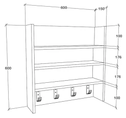 VCM Hängeschrank »Küchenschrank Gewürzregal B. 60 cm Wandregal Esilo« 1 Stk. tlg.