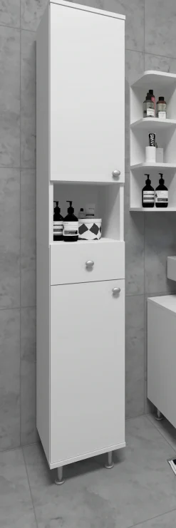 VCM Hochschrank »Badmöbel Hochschrank Badschrank Schublade Nilosi« 1 Stk. tlg.