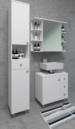 VCM Hochschrank »Badmöbel Hochschrank Badschrank Schublade Nilosi« 1 Stk. tlg.